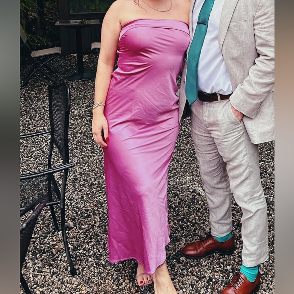 Elegant Pink Satin Skirt